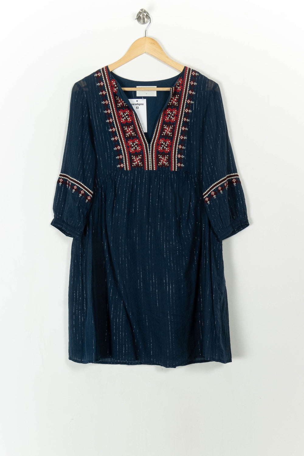 Robe brodée bleue et rouge - Taille S/36 de la marque ba&sh | PARAD113753 - Vendu par Paradigme - Image 2