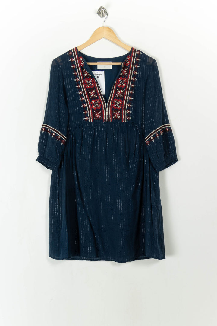 Robe brodée bleue et rouge - Taille S/36 de la marque ba&amp;sh | PARAD113753 - Vendu par Paradigme - Image 2