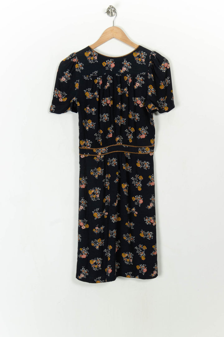 Robe Fleurie Noire et Jaune - Taille M/38 de la marque Sessùn | PARAD113765 - Vendu par Paradigme - Image 5