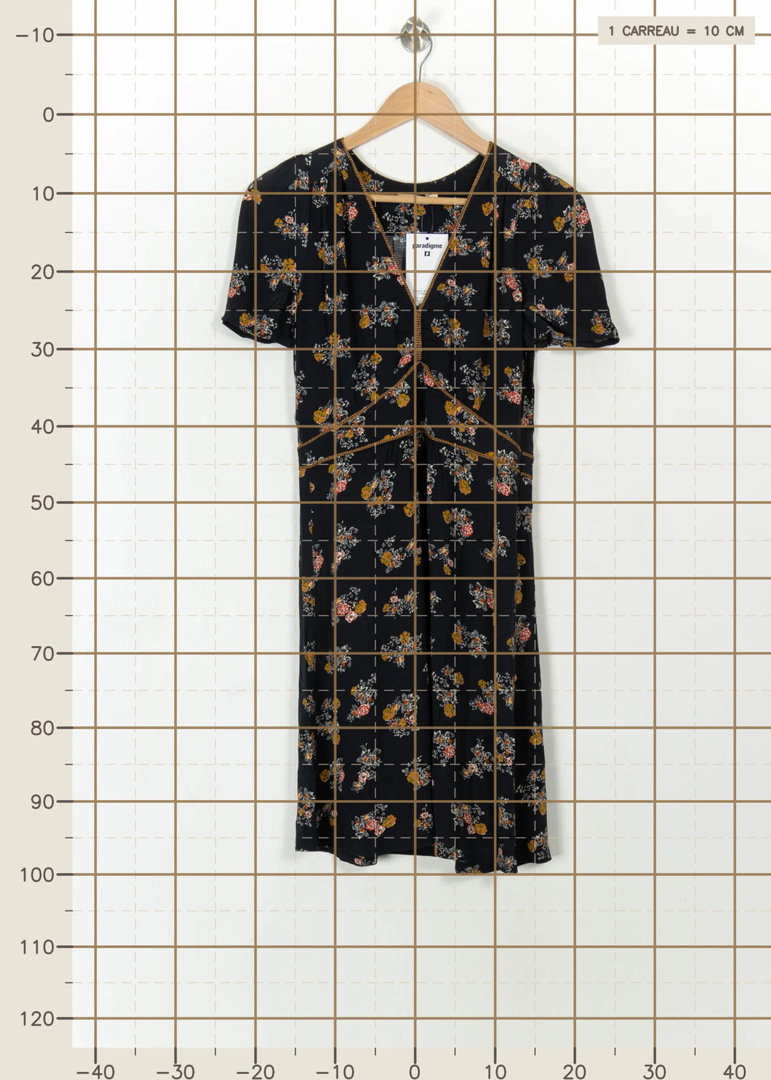 Robe Fleurie Noire et Jaune - Taille M/38 de la marque Sessùn | PARAD113765 - Vendu par Paradigme - Image 4