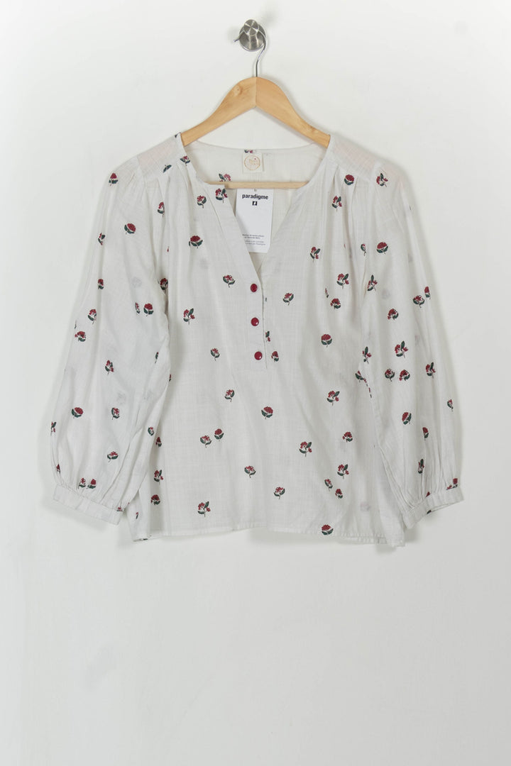 Blouse Blanche et Rouge - Taille S/36 de la marque Des petits hauts | PARAD113766 - Vendu par Paradigme - Image 2