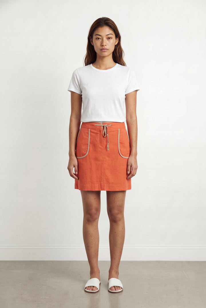 Jupe Droite Orange et Beige - Taille M/38 de la marque Caroll | PARAD113773 - Vendu par Paradigme - Image 1