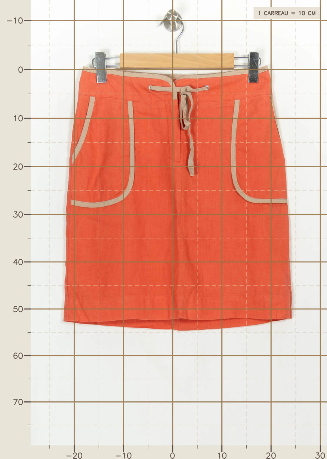 Jupe Droite Orange et Beige - Taille M/38 de la marque Caroll | PARAD113773 - Vendu par Paradigme - Image 4