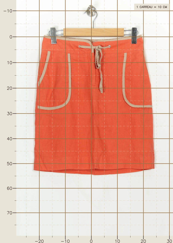Jupe Droite Orange et Beige - Taille M/38 de la marque Caroll | PARAD113773 - Vendu par Paradigme - Image 4