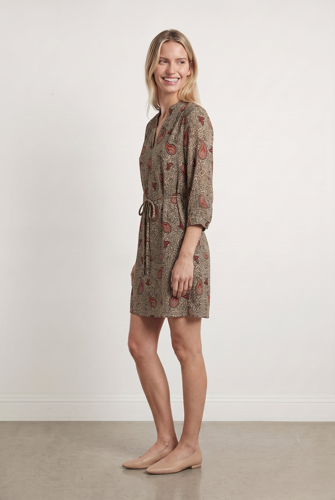 Robe Courte Beige et Rouge - Taille S/36 de la marque IKKS | PARAD113780 - Vendu par Paradigme - Image 1