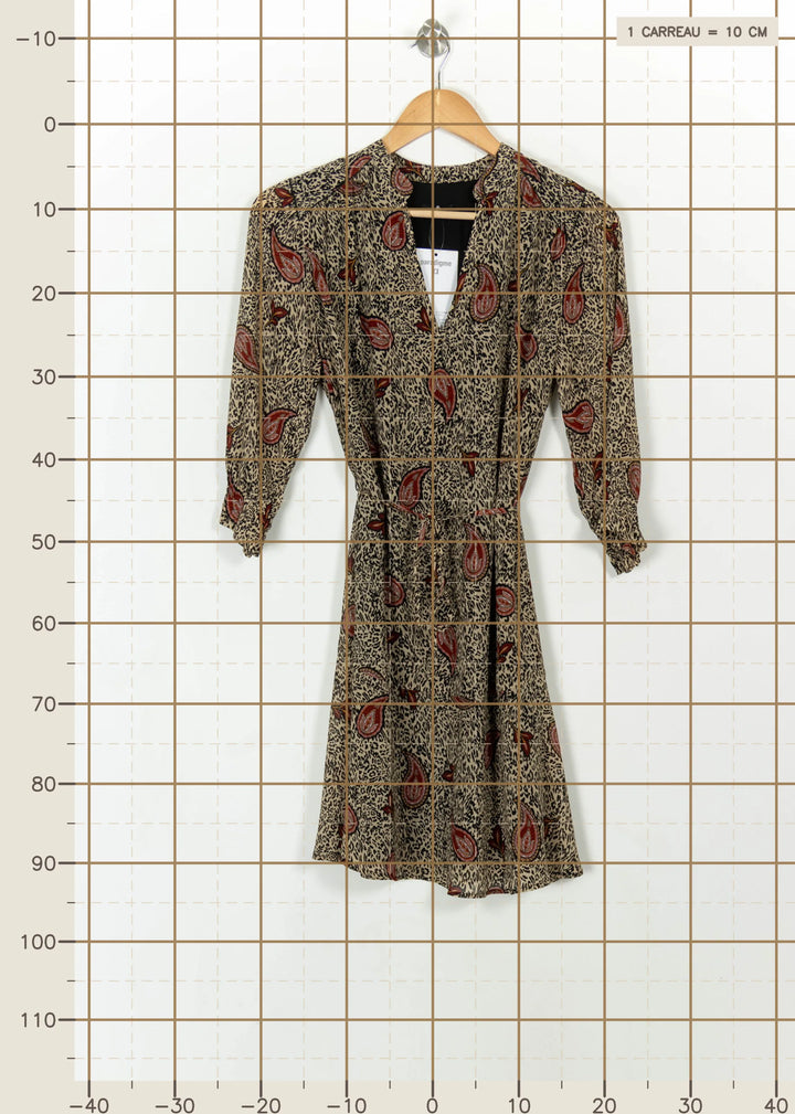 Robe Courte Beige et Rouge - Taille S/36 de la marque IKKS | PARAD113780 - Vendu par Paradigme - Image 4
