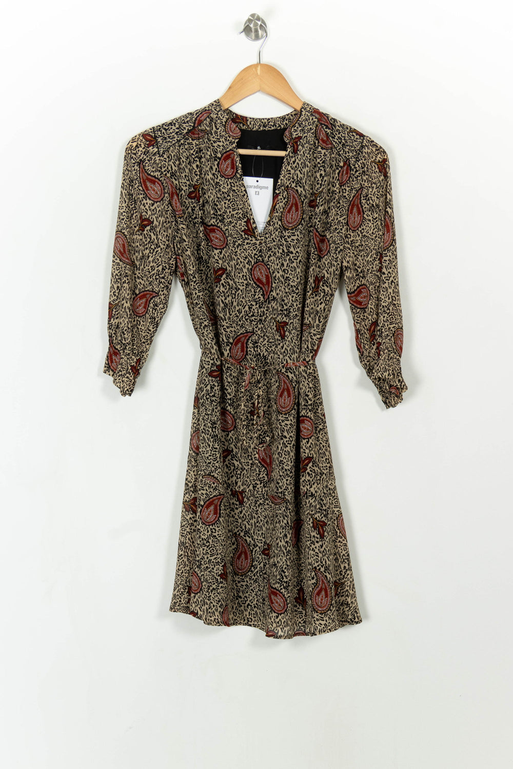 Robe Courte Beige et Rouge - Taille S/36 de la marque IKKS | PARAD113780 - Vendu par Paradigme - Image 2