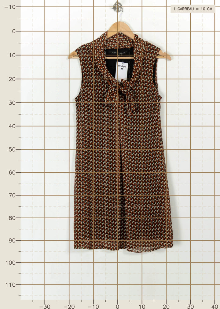 Robe Sans Manches Marron et Bleu - Taille M/38 de la marque La Fée Maraboutée | PARAD113781 - Vendu par Paradigme - Image 4