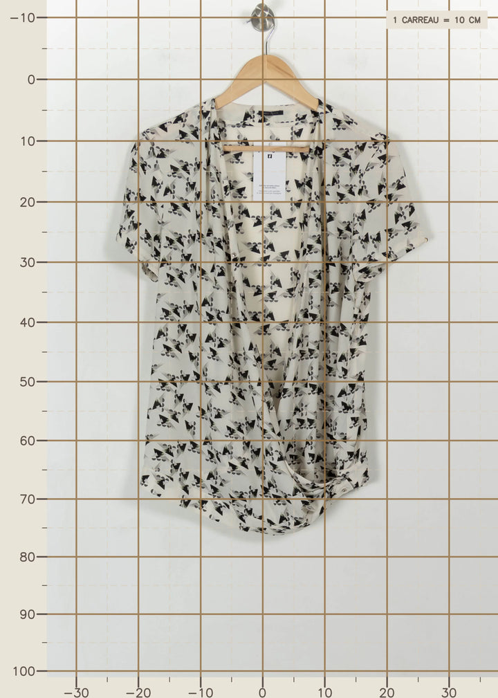 Blouse Beige et Noire - Taille L/40 de la marque IKKS | PARAD113796 - Vendu par Paradigme - Image 4