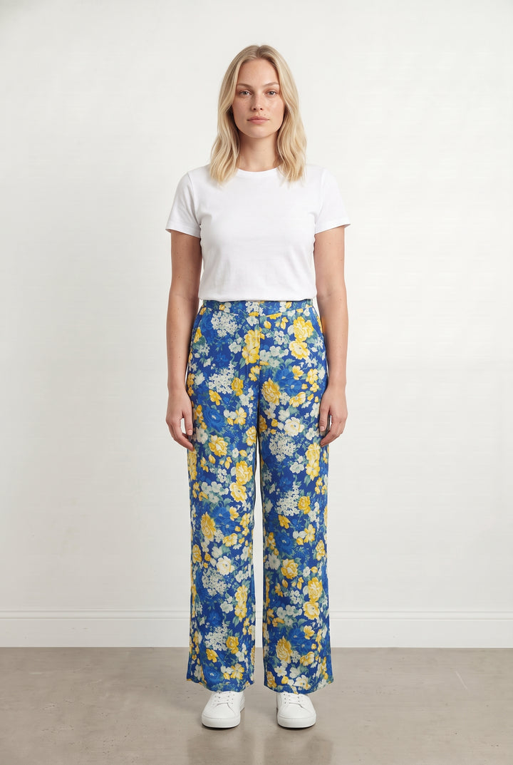 Pantalon Large Bleu et Jaune - Taille L/40 de la marque Claudie Pierlot | PARAD113801 - Vendu par Paradigme - Image 1
