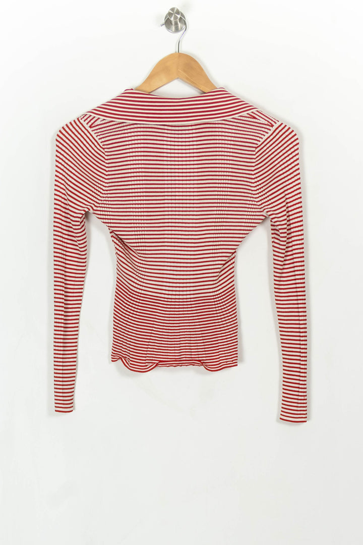 Pull Rayé Rouge et Blanc - Taille M/38 de la marque Claudie Pierlot | PARAD113820 - Vendu par Paradigme - Image 5