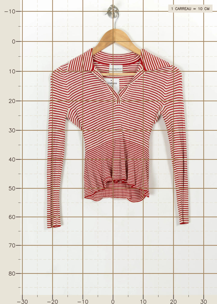 Pull Rayé Rouge et Blanc - Taille M/38 de la marque Claudie Pierlot | PARAD113820 - Vendu par Paradigme - Image 4