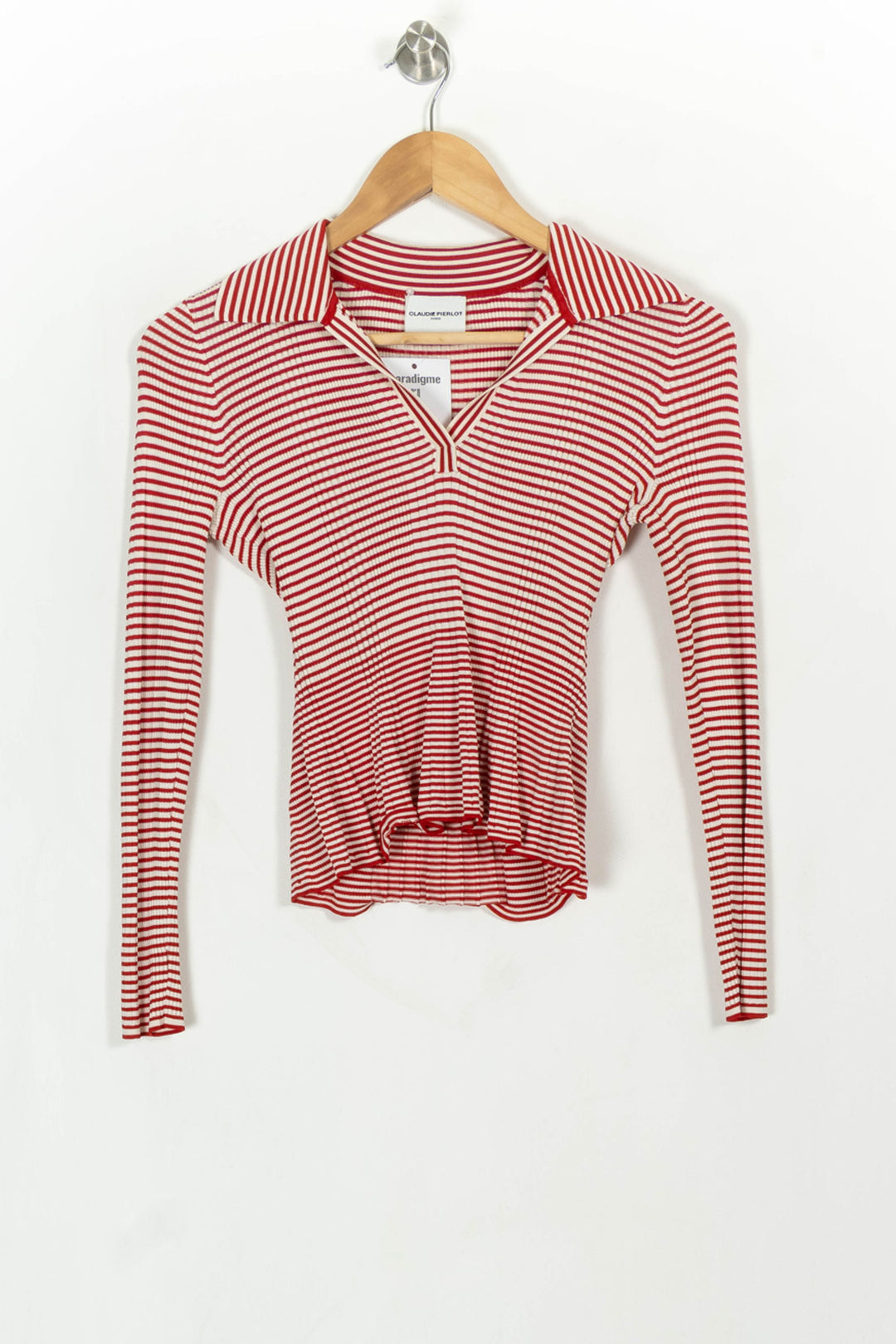 Pull Rayé Rouge et Blanc - Taille M/38 de la marque Claudie Pierlot | PARAD113820 - Vendu par Paradigme - Image 2