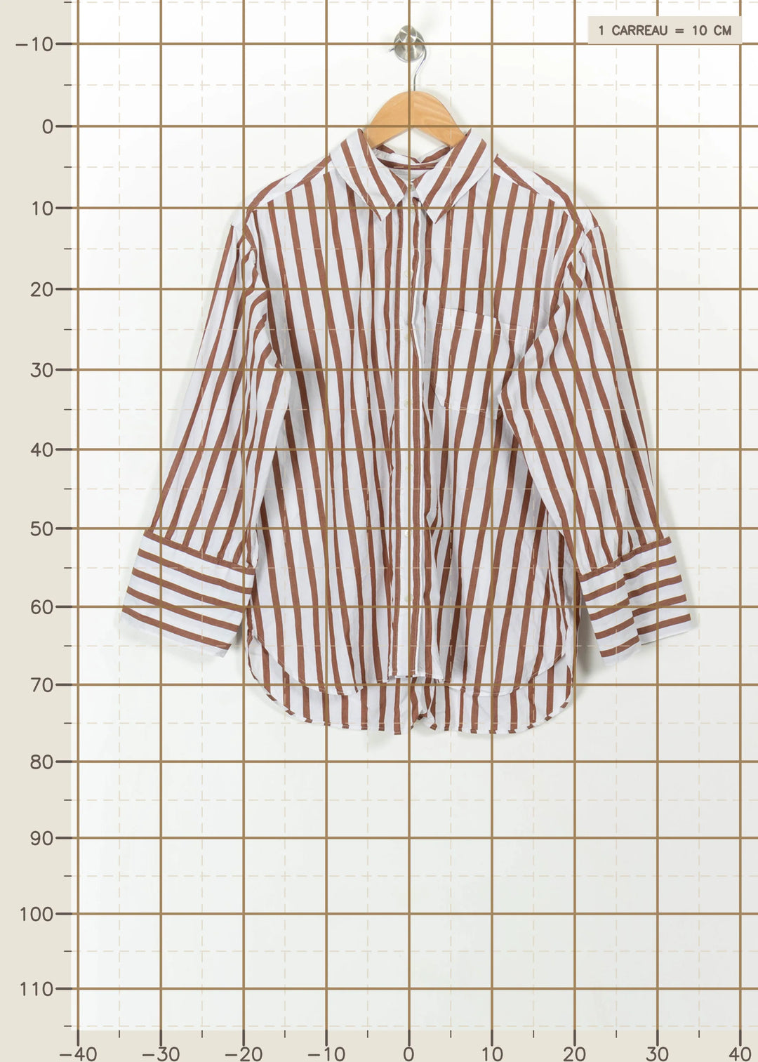 Chemise Rayée Marron et Blanche - Taille L/40 de la marque Sézane | PARAD113848 - Vendu par Paradigme - Image 4