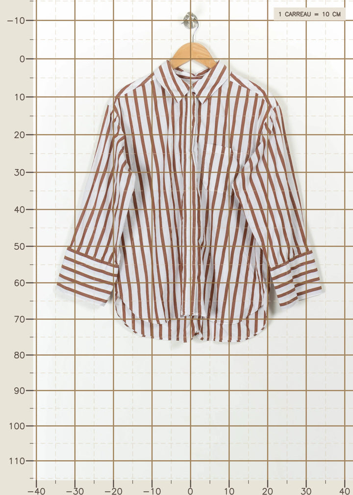 Chemise Rayée Marron et Blanche - Taille L/40 de la marque Sézane | PARAD113848 - Vendu par Paradigme - Image 4