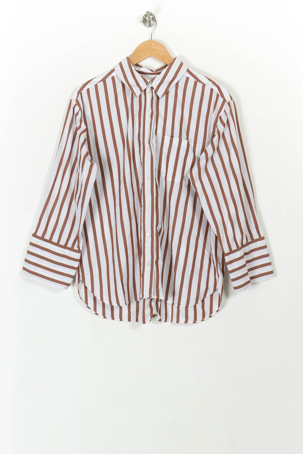 Chemise Rayée Marron et Blanche - Taille L/40 de la marque Sézane | PARAD113848 - Vendu par Paradigme - Image 2