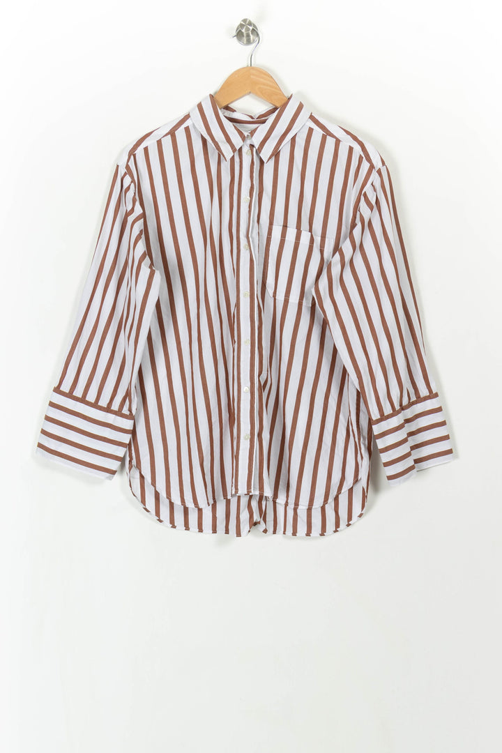 Chemise Rayée Marron et Blanche - Taille L/40 de la marque Sézane | PARAD113848 - Vendu par Paradigme - Image 2