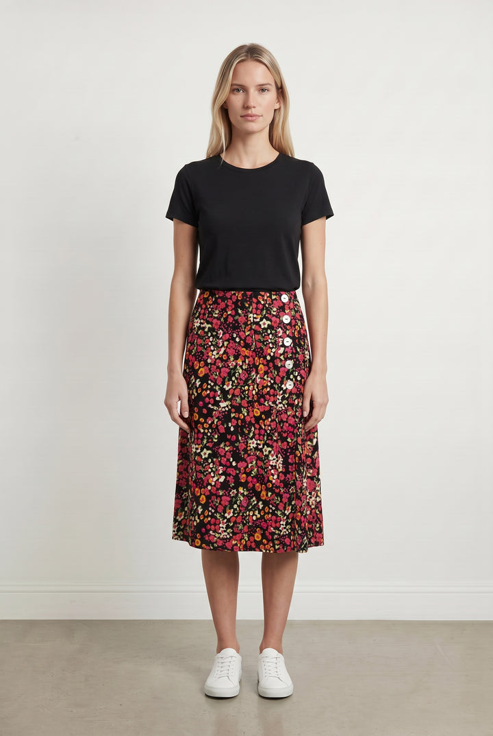 Jupe Fleurie Noire et Rouge - Taille XS/34 de la marque Karl Marc John | PARAD113883 - Vendu par Paradigme - Image 1