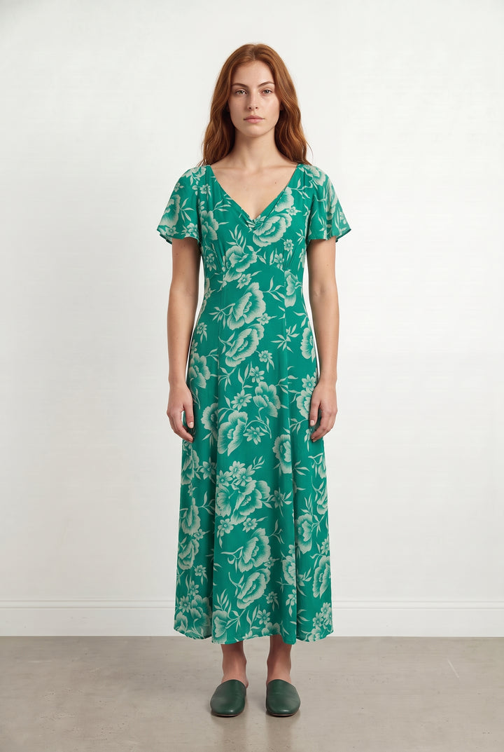 Robe Longue Verte et Blanche - Taille M/38 de la marque Petite Mendigote | PARAD113889 - Vendu par Paradigme - Image 1