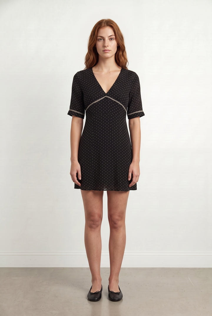 Robe Courte Noire à Pois Blancs - Taille M/38 de la marque Grace &amp; Mila | PARAD113897 - Vendu par Paradigme - Image 1