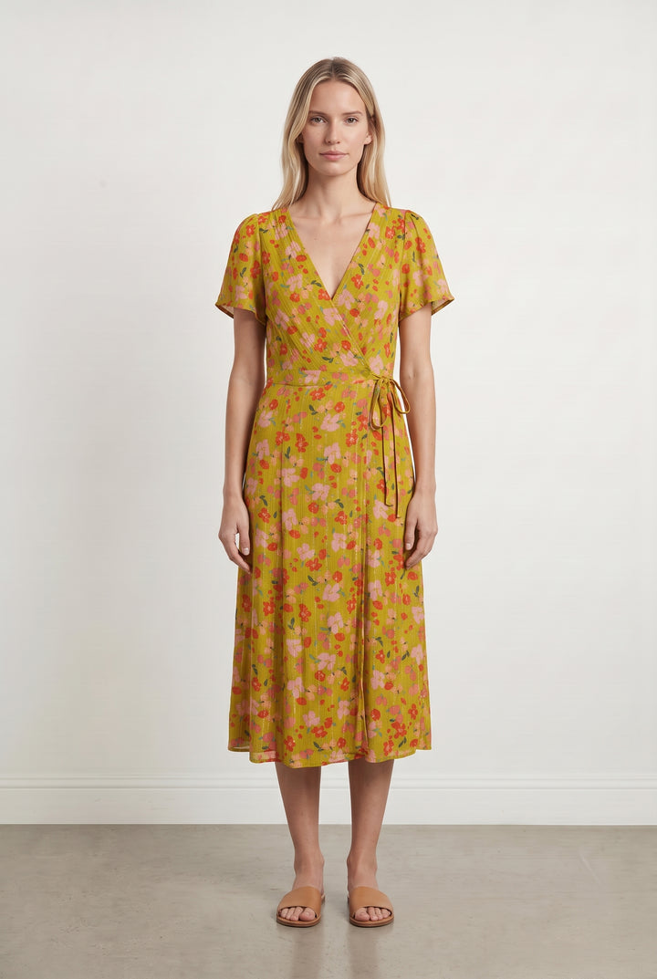 Robe portefeuille Jaune et Rose - Taille S/36 de la marque La Petite Etoile | PARAD113898 - Vendu par Paradigme - Image 1