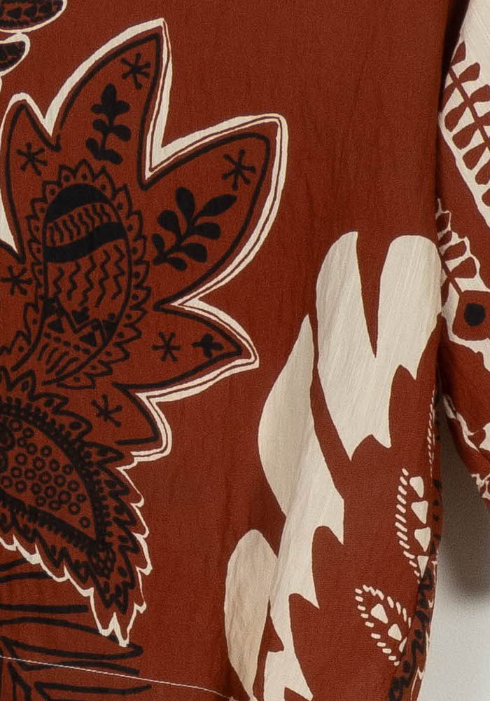 Blouse Marron et Beige - Taille S/36 de la marque La Fée Maraboutée | PARAD113970 - Vendu par Paradigme - Image 3