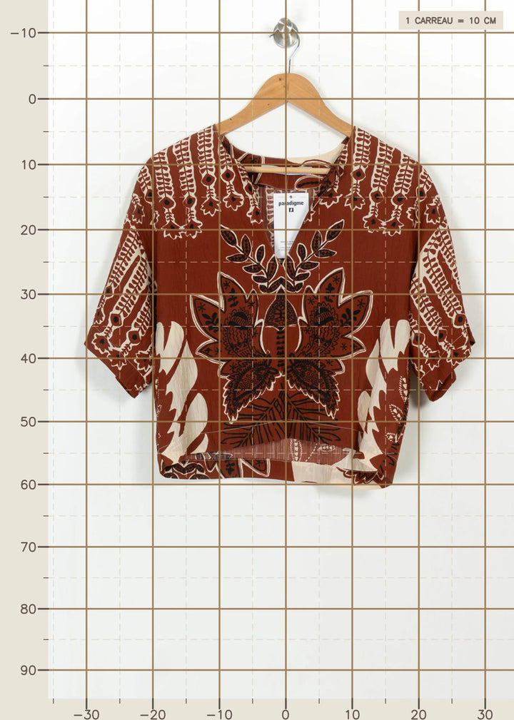 Blouse Marron et Beige - Taille S/36 de la marque La Fée Maraboutée | PARAD113970 - Vendu par Paradigme - Image 4