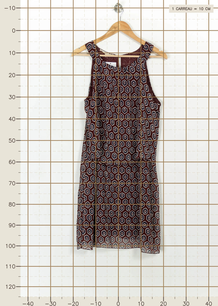 Robe Sans Manches Bordeaux et Blanc - Taille XXL/44 de la marque La Fée Maraboutée | PARAD113972 - Vendu par Paradigme - Image 4