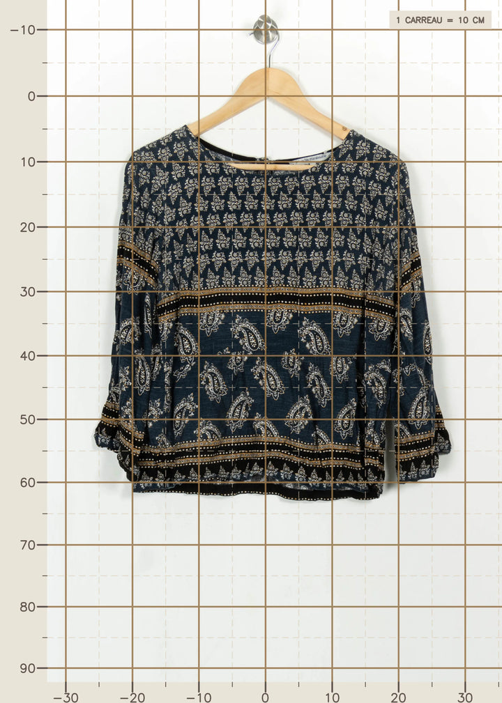 Blouse Bleue et Noire - Taille XL/42 de la marque La Fée Maraboutée | PARAD113979 - Vendu par Paradigme - Image 4