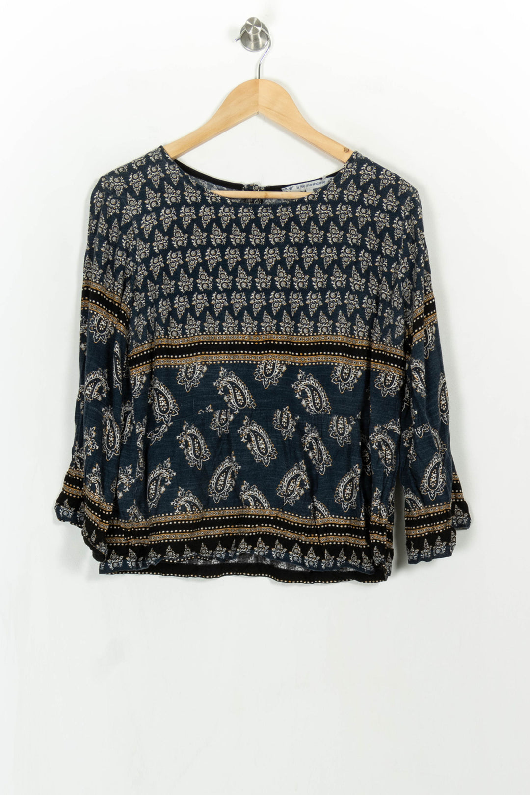 Blouse Bleue et Noire - Taille XL/42 de la marque La Fée Maraboutée | PARAD113979 - Vendu par Paradigme - Image 2