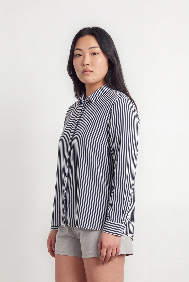Chemise Rayée Bleu et Blanche - Taille L/40 de la marque Maison 123 | PARAD113980 - Vendu par Paradigme - Image 1