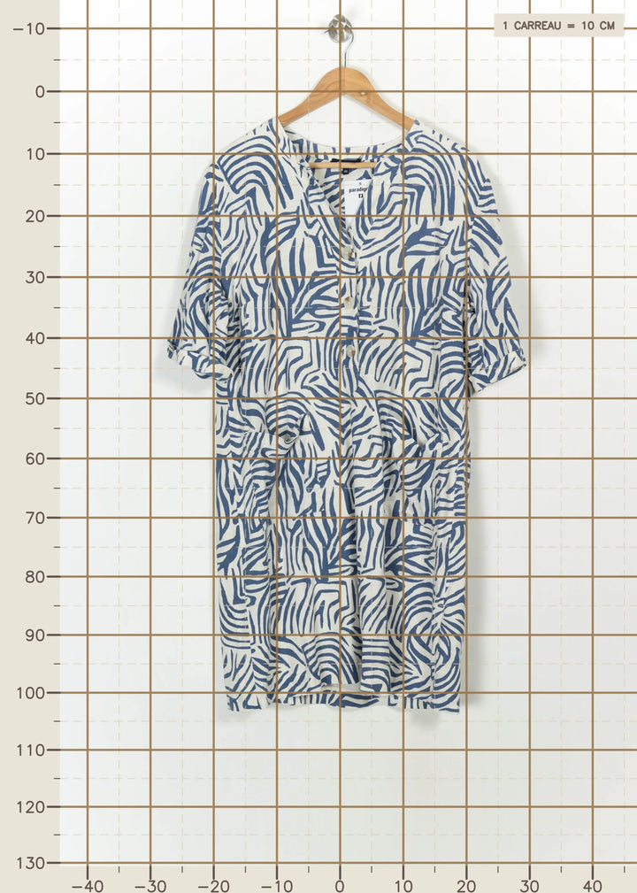 Robe Courte Blanche et Bleue - Taille XXL/44 de la marque Caroll | PARAD113983 - Vendu par Paradigme - Image 4