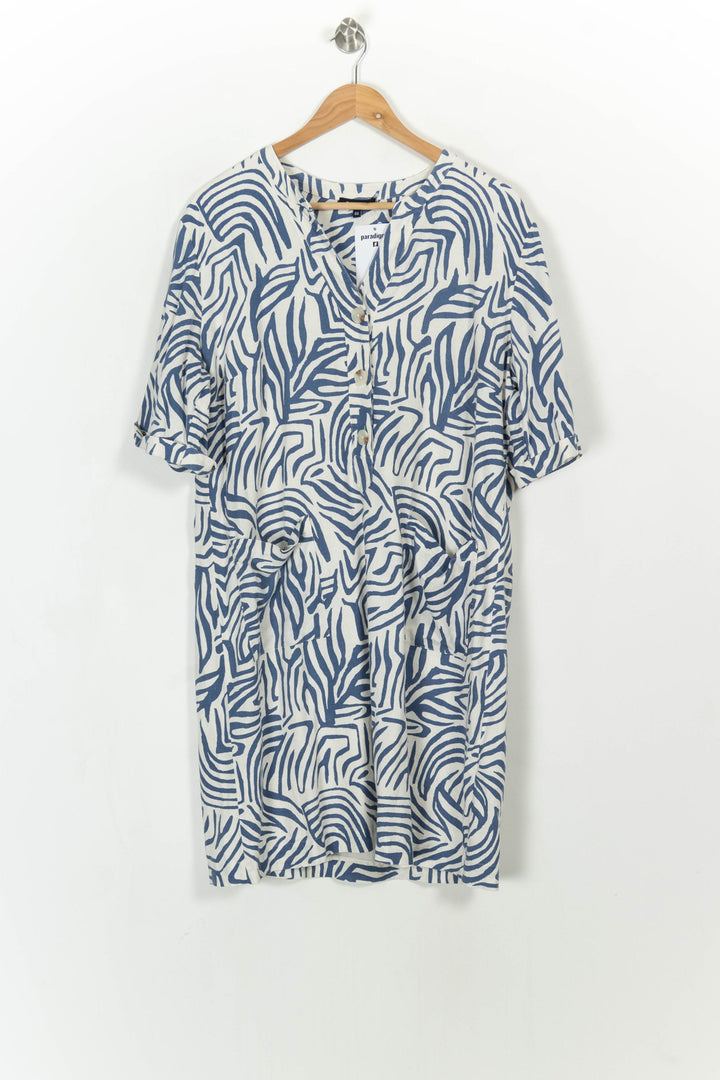 Robe Courte Blanche et Bleue - Taille XXL/44 de la marque Caroll | PARAD113983 - Vendu par Paradigme - Image 2