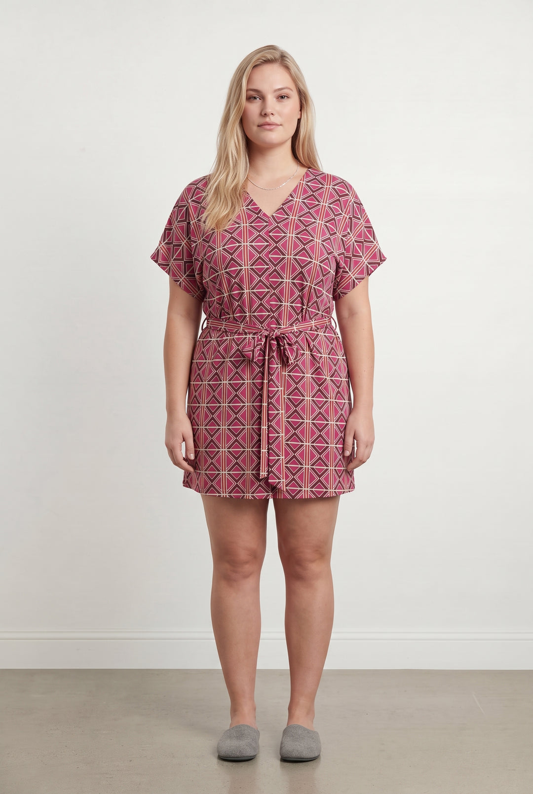 Robe Imprimée Rose et Beige - Taille XXL/44 de la marque La Fée Maraboutée | PARAD113985 - Vendu par Paradigme - Image 1