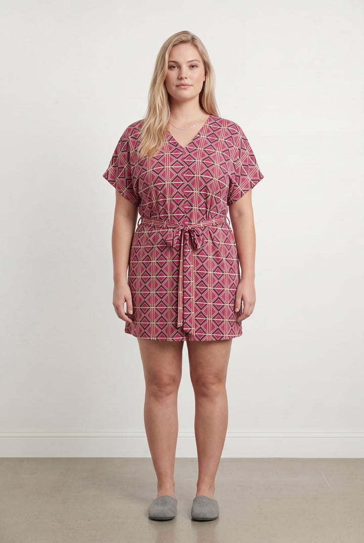 Robe Imprimée Rose et Beige - Taille XXL/44 de la marque La Fée Maraboutée | PARAD113985 - Vendu par Paradigme - Image 1