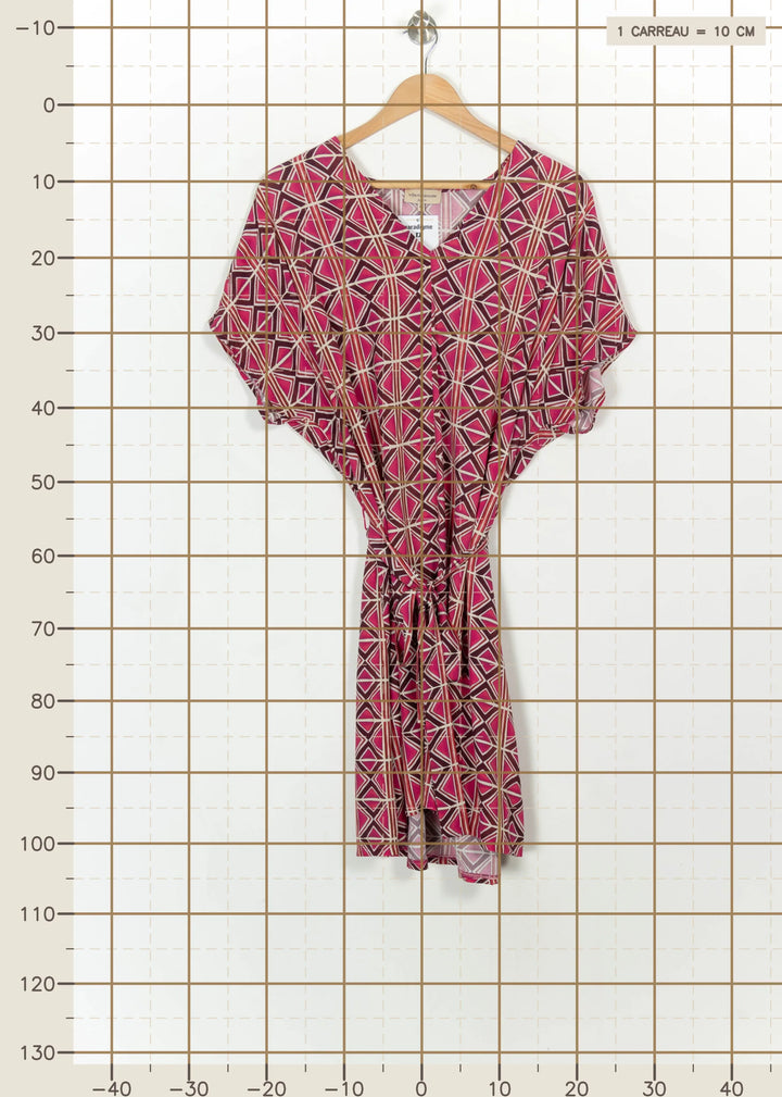 Robe Imprimée Rose et Beige - Taille XXL/44 de la marque La Fée Maraboutée | PARAD113985 - Vendu par Paradigme - Image 4