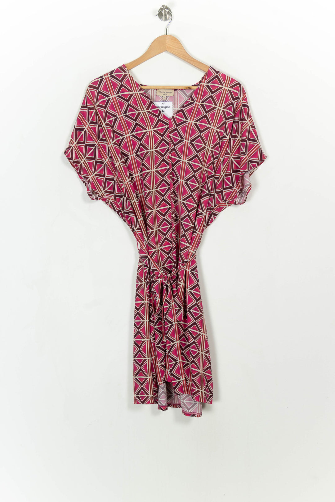 Robe Imprimée Rose et Beige - Taille XXL/44 de la marque La Fée Maraboutée | PARAD113985 - Vendu par Paradigme - Image 2