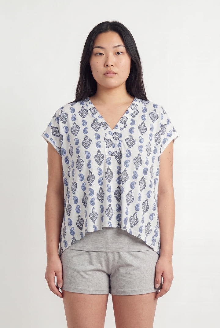 Blouse Blanche et Bleue - Taille L/40 de la marque Caroll | PARAD113986 - Vendu par Paradigme - Image 1