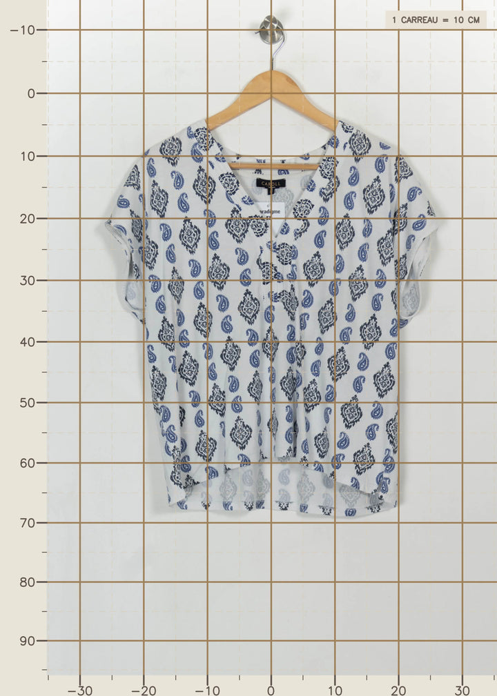 Blouse Blanche et Bleue - Taille L/40 de la marque Caroll | PARAD113986 - Vendu par Paradigme - Image 4