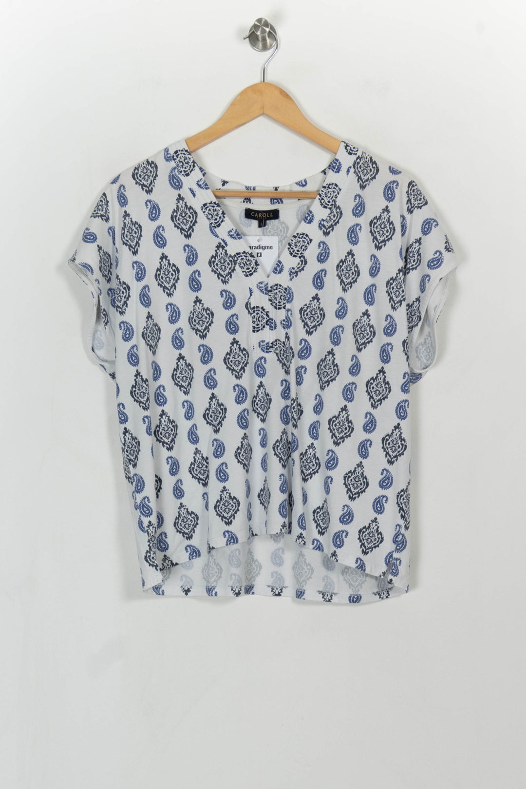Blouse Blanche et Bleue - Taille L/40 de la marque Caroll | PARAD113986 - Vendu par Paradigme - Image 2