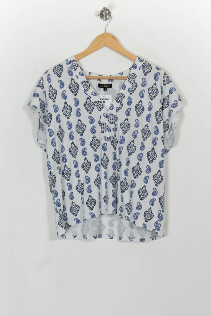 Blouse Blanche et Bleue - Taille L/40 de la marque Caroll | PARAD113986 - Vendu par Paradigme - Image 2