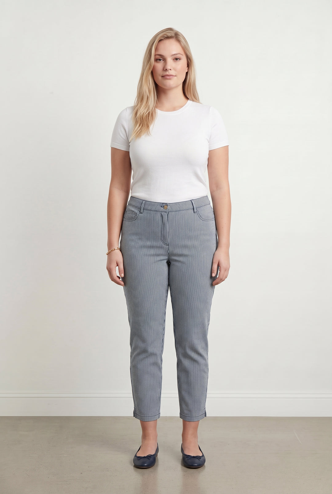 Pantalon Rayé Bleu et Blanc - Taille XL/42 de la marque Caroll | PARAD113988 - Vendu par Paradigme - Image 1