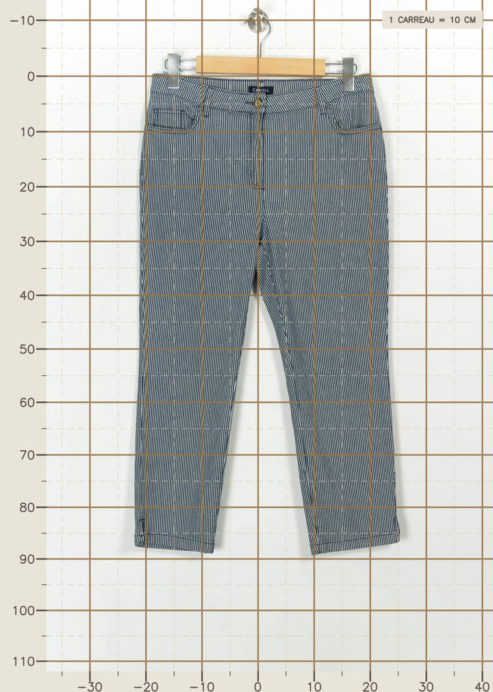 Pantalon Rayé Bleu et Blanc - Taille XL/42 de la marque Caroll | PARAD113988 - Vendu par Paradigme - Image 4