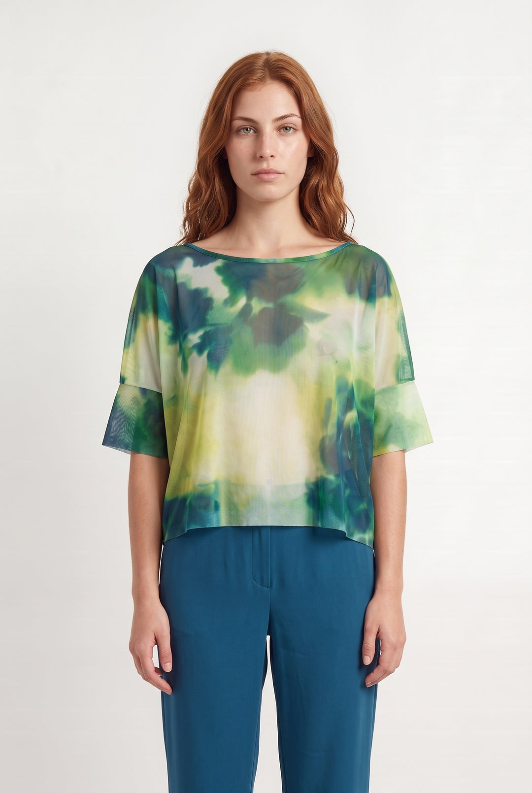 Blouse Légère Verte et Jaune - Taille S/36 de la marque Indies | PARAD114354 - Vendu par Paradigme - Image 1