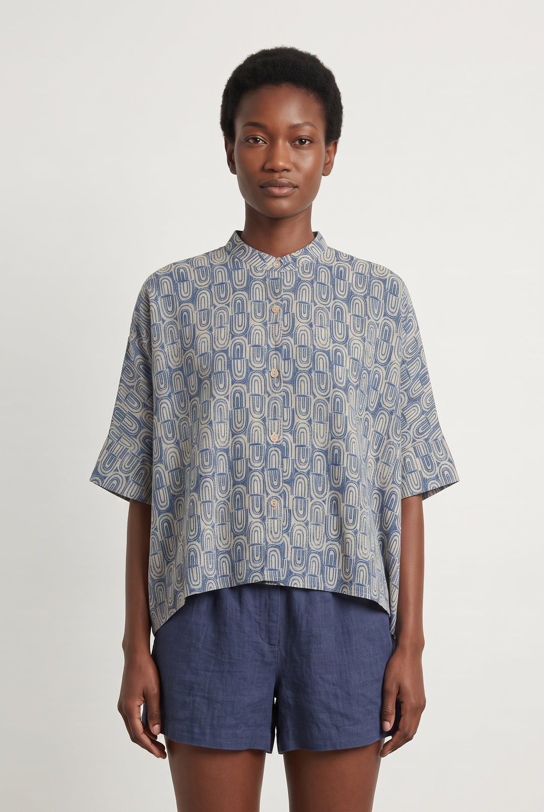Blouse Bleue et Beige - Taille M/38 de la marque Indies | PARAD114355 - Vendu par Paradigme - Image 1