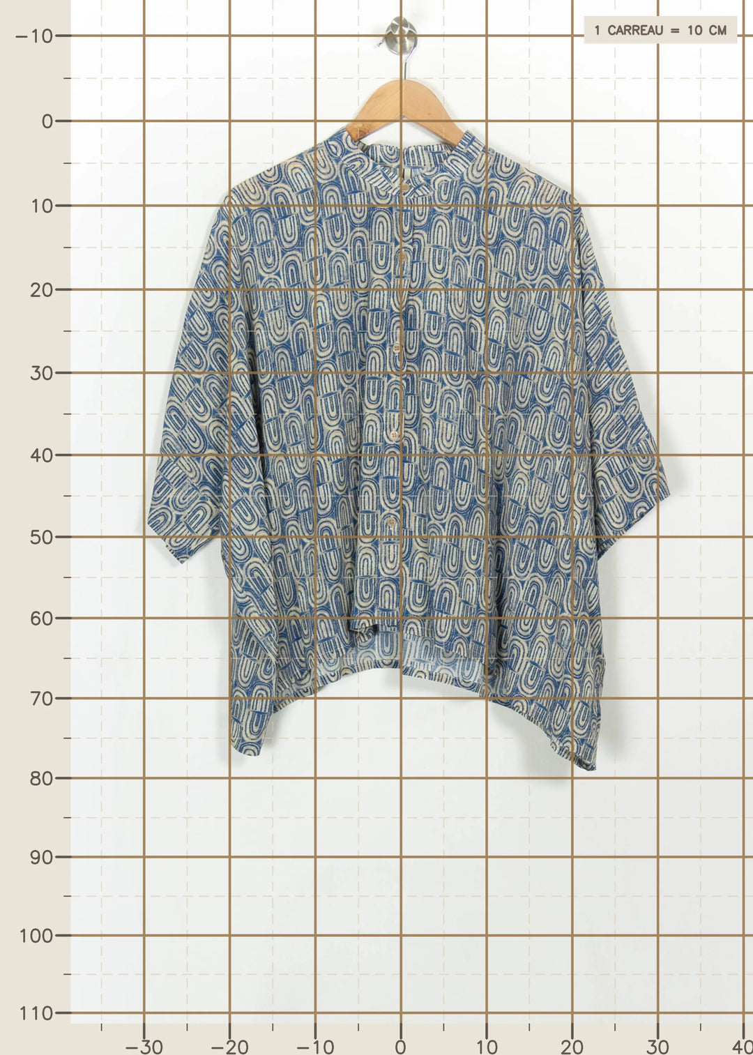 Blouse Bleue et Beige - Taille M/38 de la marque Indies | PARAD114355 - Vendu par Paradigme - Image 4