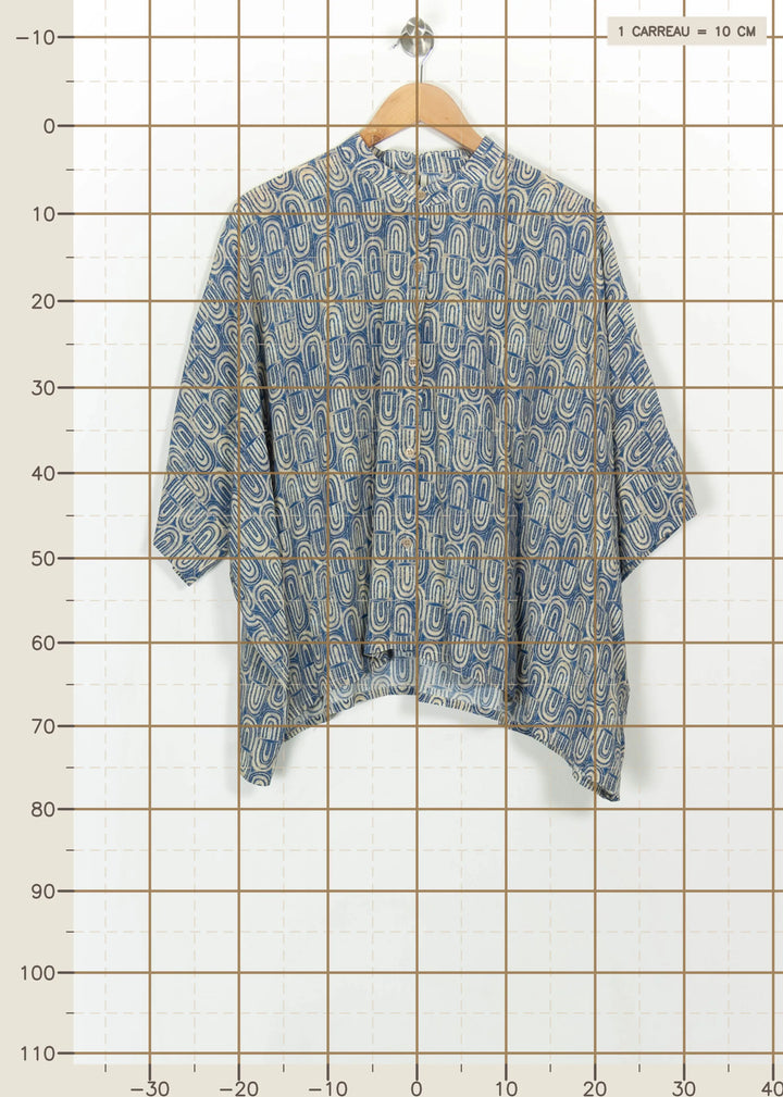 Blouse Bleue et Beige - Taille M/38 de la marque Indies | PARAD114355 - Vendu par Paradigme - Image 4