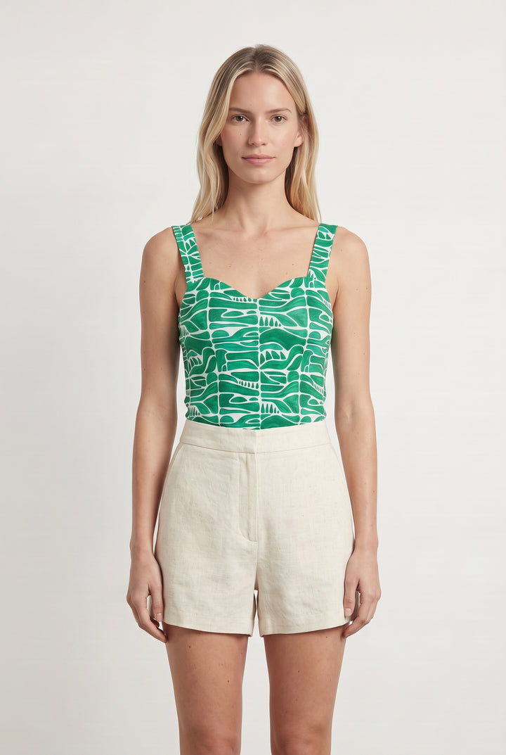 Débardeur Vert et Blanc - Taille XS/34 de la marque Soi Paris | PARAD114357 - Vendu par Paradigme - Image 1