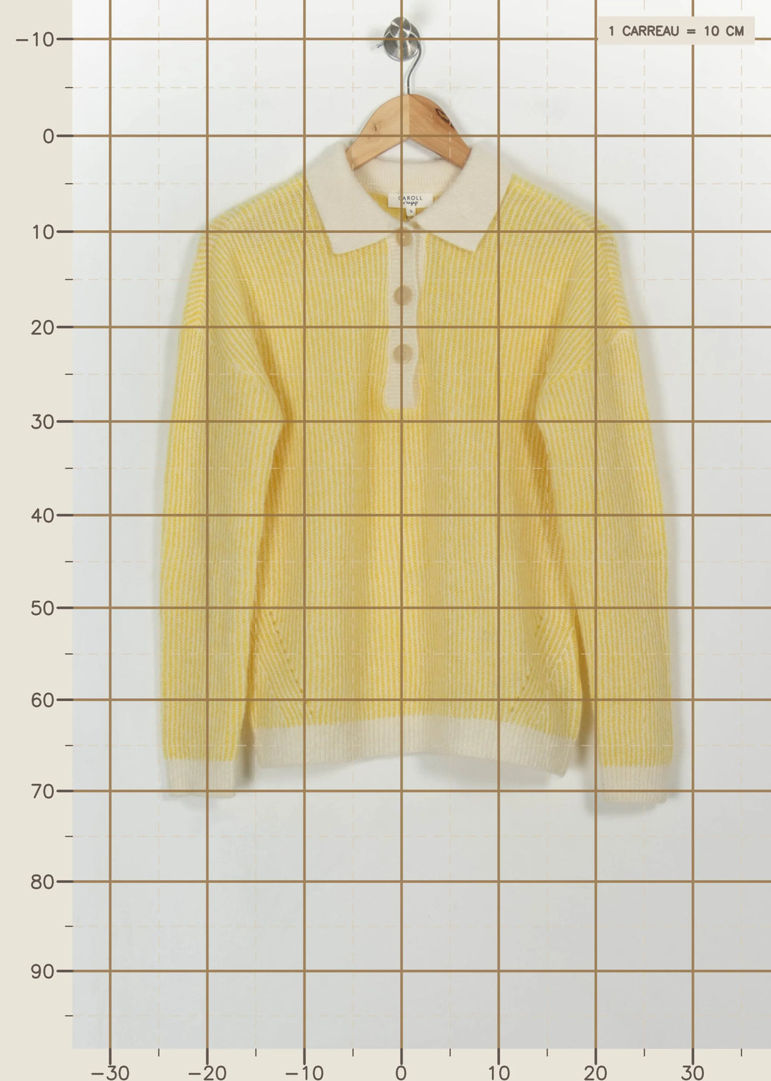 Polo en Laine Jaune et Blanc - Taille S/36 de la marque Caroll | PARAD114366 - Vendu par Paradigme - Image 4