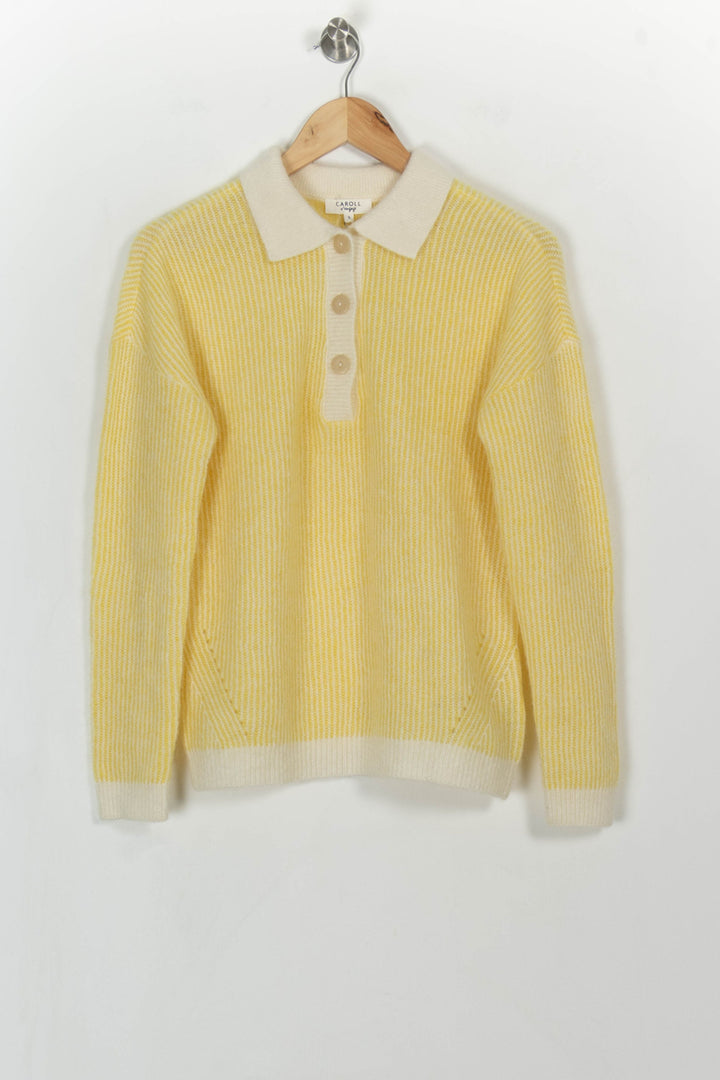 Polo en Laine Jaune et Blanc - Taille S/36 de la marque Caroll | PARAD114366 - Vendu par Paradigme - Image 2